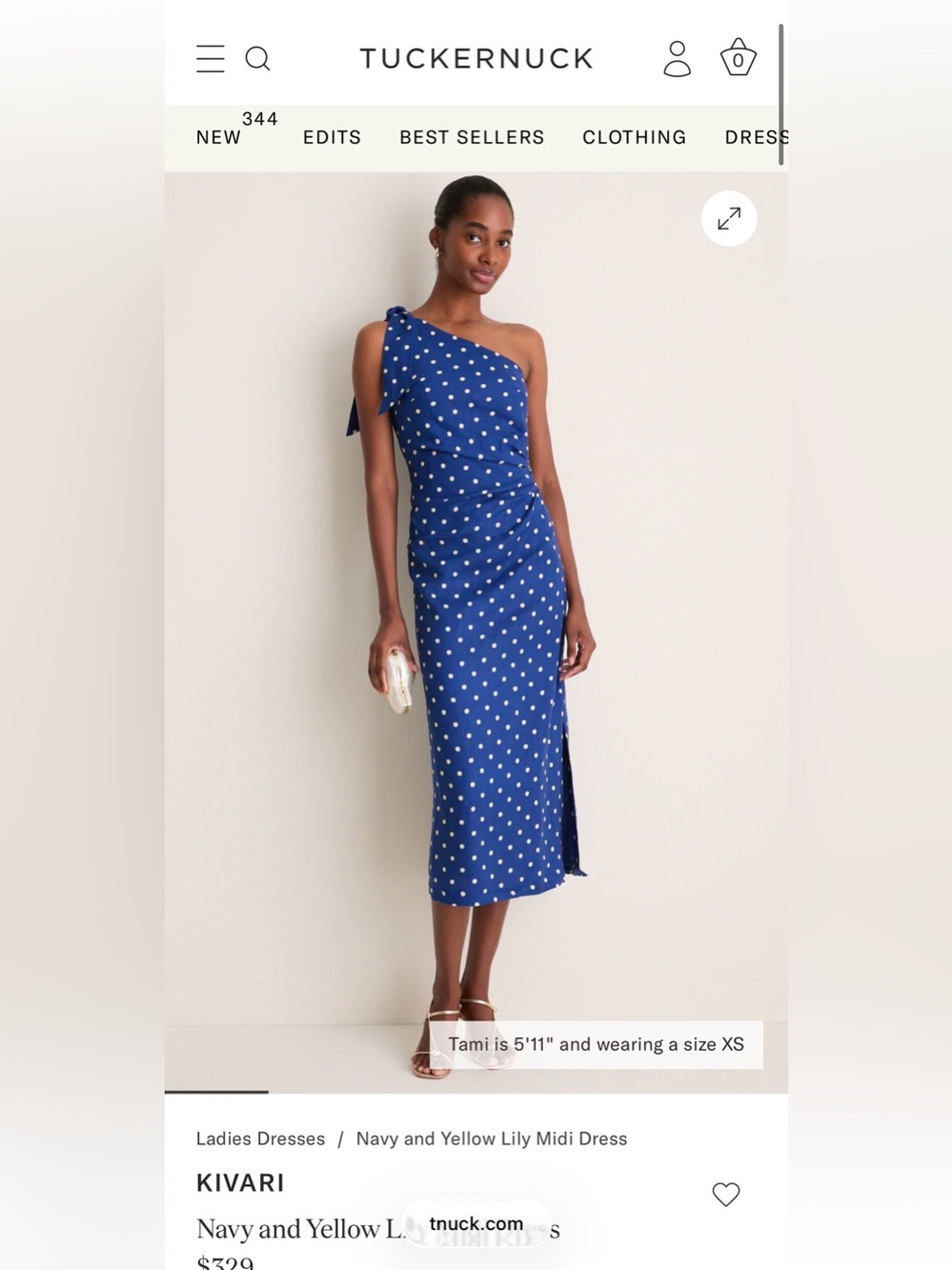Kivari Tuckernuck Navy and Yellow Lily Midi Dress